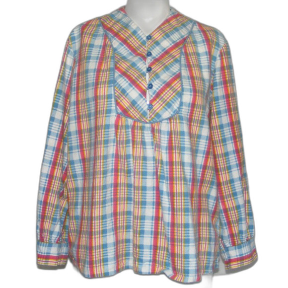 Vintage Tops - SAIL Flannel Blouse, 36 M/L Plaid, Long sleeve, Vintage Sears